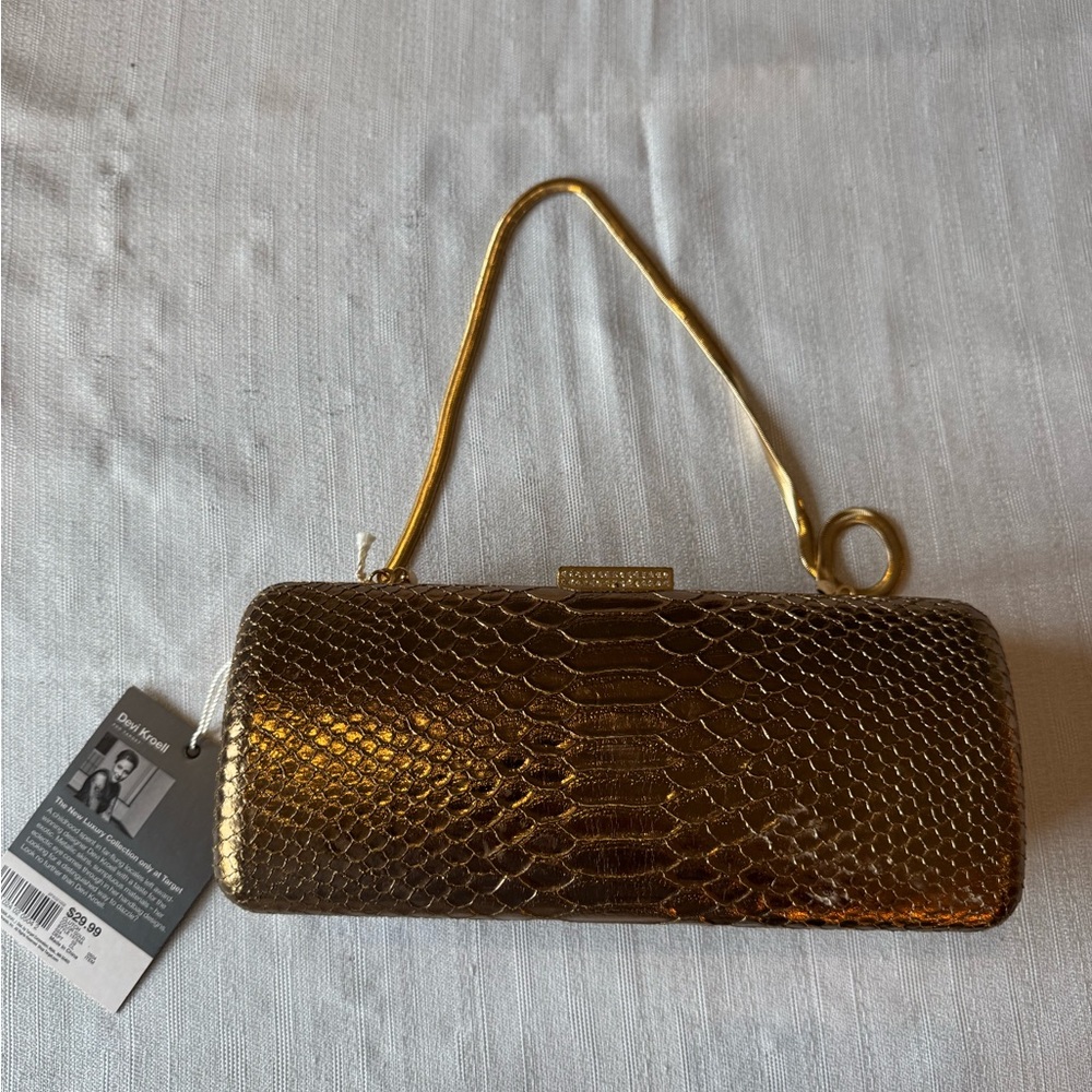 Gold Snakeskin Devi Kroell Clutch Bag brand new